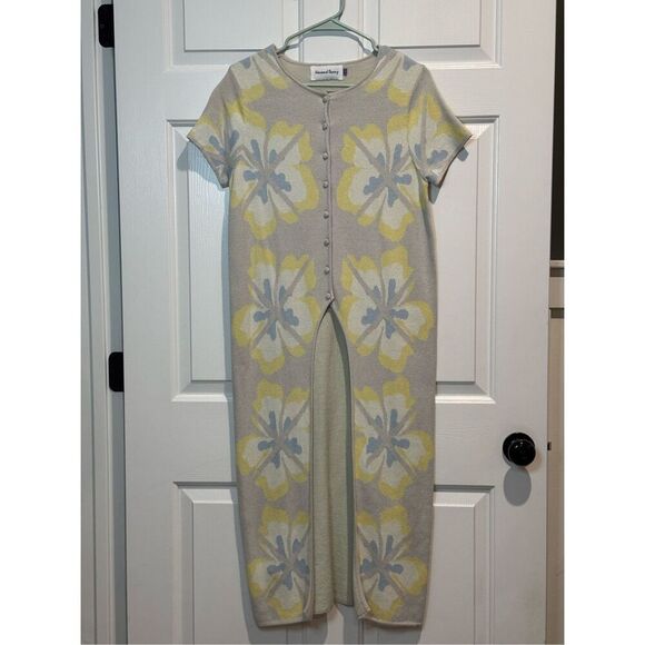 House of Sunny Hibiscus Aaron Knit Long Length Short Sleeve Top Women's 8US - Picture 2 of 16